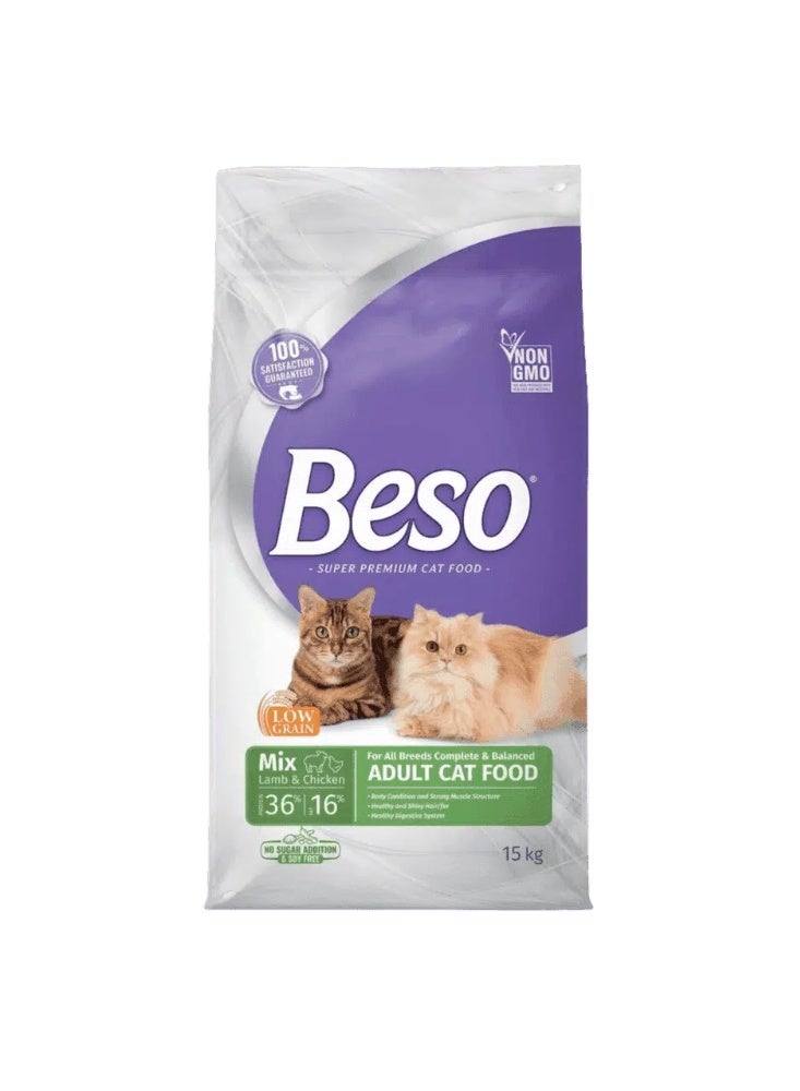 بيسو اكل جاف بيسو للقطط البالغة باللحم والدجاج 15 كيلو - Image 1